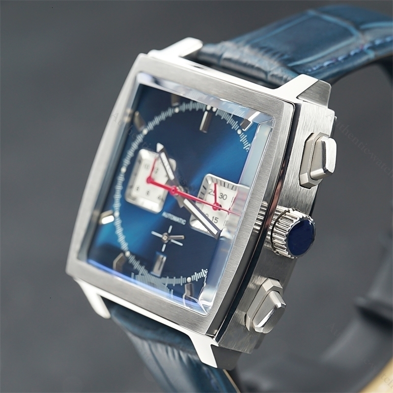 Wristwatches Top Brand Men s Quartz Chronograph Automatic Blue Sunray Dial Watch Wristwatch Luxury Relogio 221128