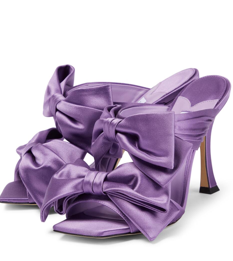 Top Brands Women Flaca Sandals Shoes with Bow Velvet & Stain Square Toe Mules Bridal Wedding Dress Lady Slipper EU35-43 Original Box
