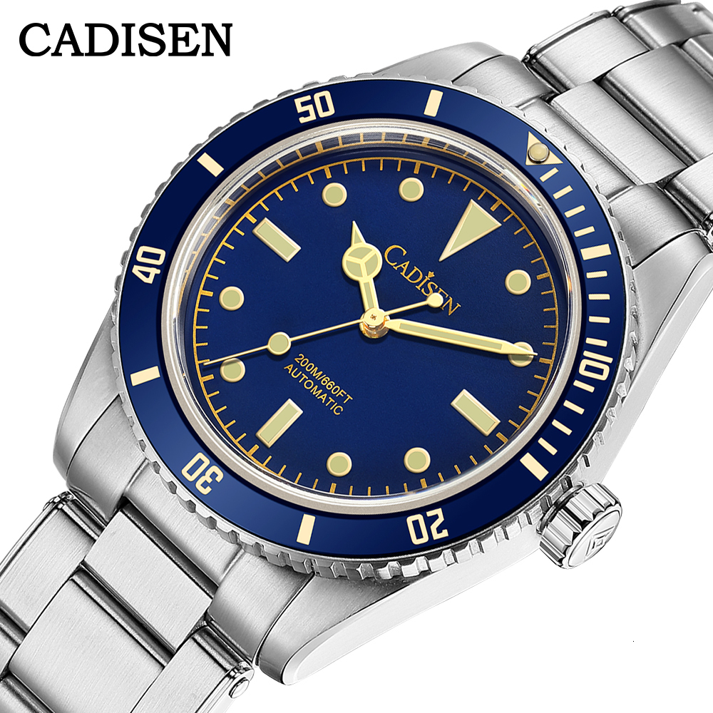 Wristwatches CADISEN 38MM Men s Mechanical Watches NH35 Automatic Watch For Men Luxury Sapphire Glass Stainless Steel Diving 200M Wristwatch 221128