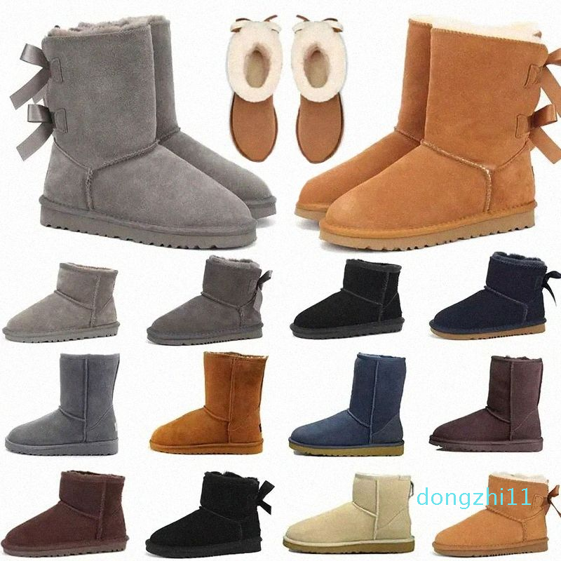 Australia Australian Classic Warm Boots Womens Mini Half Snow Boot USA Winter Full fur Fluffy furry Satin Ankle Bootss Booties slippers