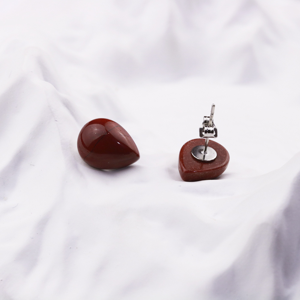 Natural Stone Drop Stud Earrings Pink Crystal Quartz Kallaite Amethyst Agate Stainless Steel Earring Jewlry for Women