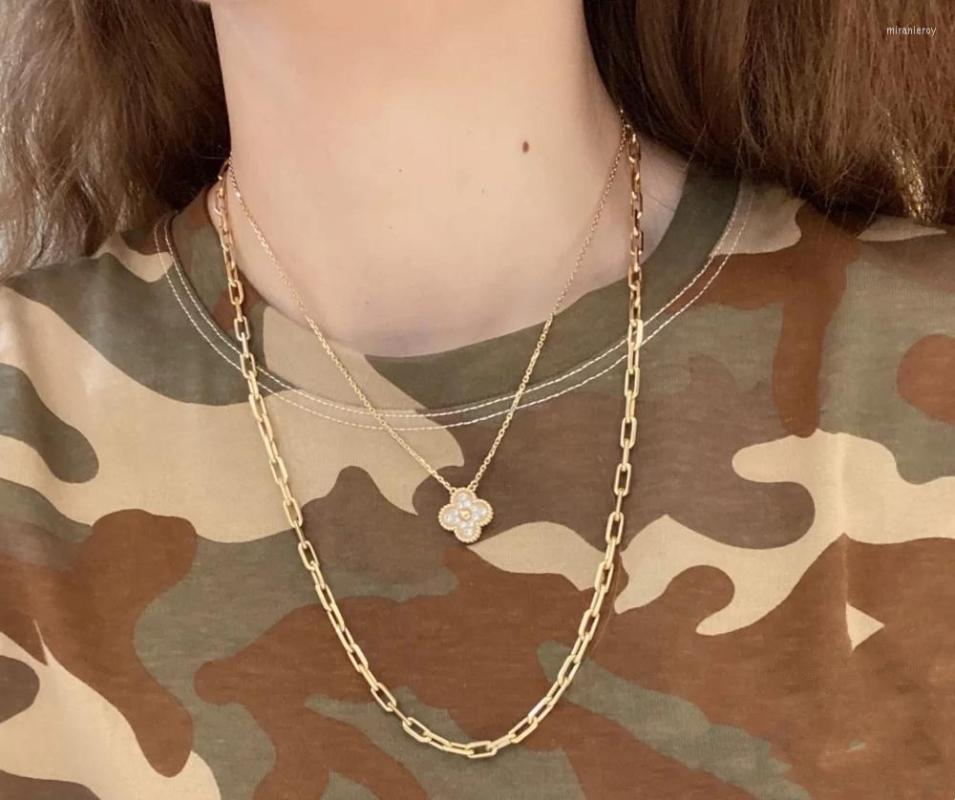 Chains Brand Pure 925 Sterling Silver Jewelry For Women Small Lock Necklace Cute Circle Party Gold Chain Steam Punk Hip-