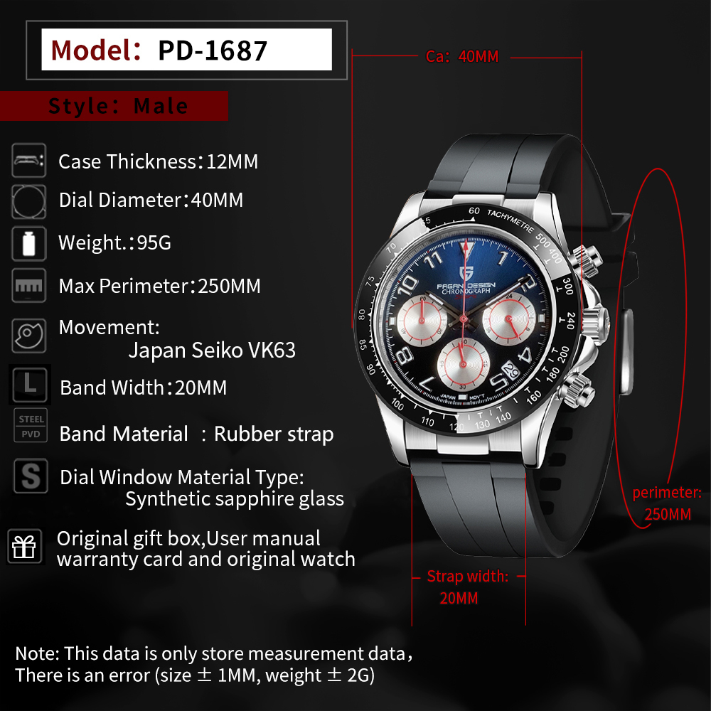 Wristwatches PAGANI DESIGN Style Stainless Men Quartz Waterproof Ceramic Bezel Chronograph Fashion Sapphire Glass Watch 221128
