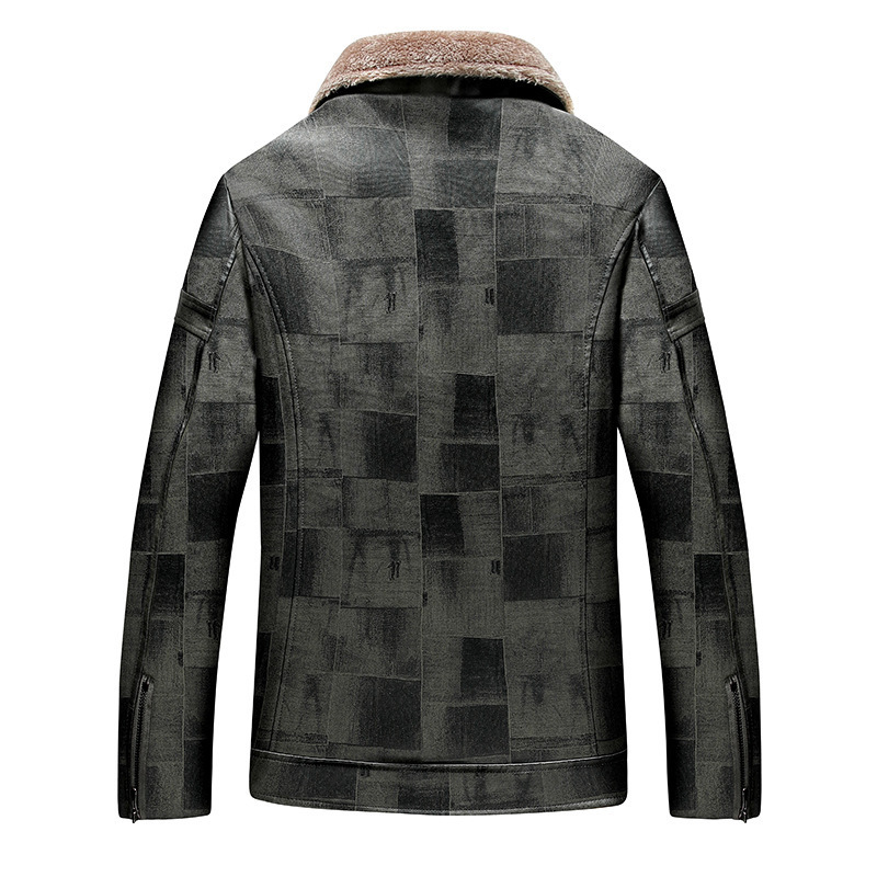 Mens Leather Faux ABOORUN Winter Fleece PU Jacket Business Casual Woolen Coat Khaki Warm for Male 221129
