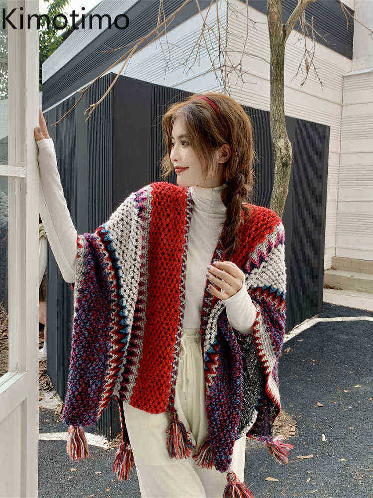Women's Sweaters Kimotimo Chic Tassel Scarf Vest Women Autumn Winter Design Loose Sweater Jacket Korean Ethnic Style Runaway Streetwear J220915