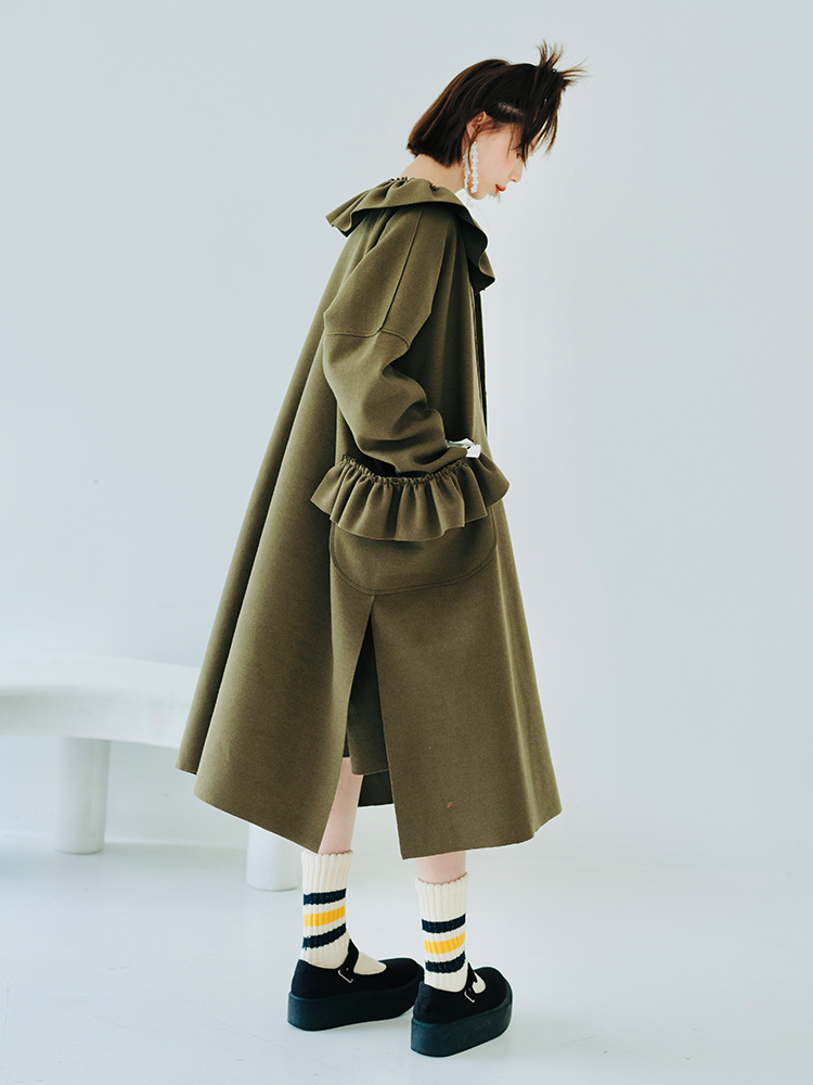 Women's Wool Blends Imakokoni woolen single breasted coat Ladies long sleeve cardigan solid color split casual women 221129