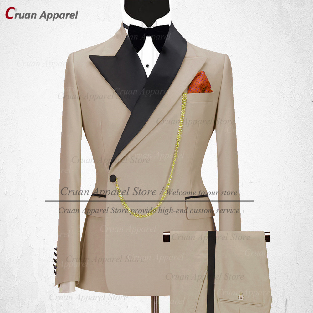 Men's Suits Blazers Latest Gold Men Suit Set Slim fit Groomsmen Groom Wedding Dress Tuxedo Fashion Party Stage Blazer Pants 2 Pieces