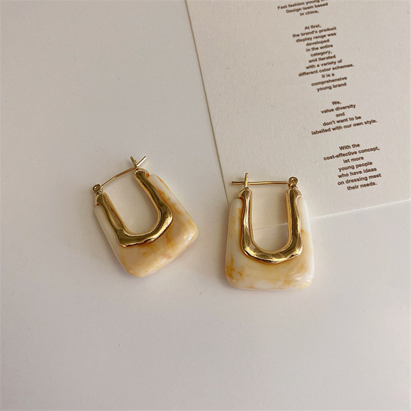 New Trendy Transparent Resin Hoop Dangle Earrings for Women Girls Geometric Irregular Metal Acrylic Earring Party Jewelry