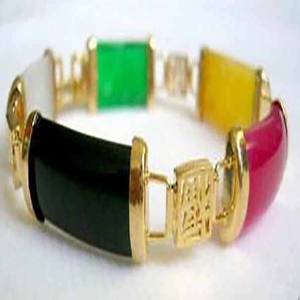 Natural Mix Colors good jewerly Fortune Luck Link Bracelet jade