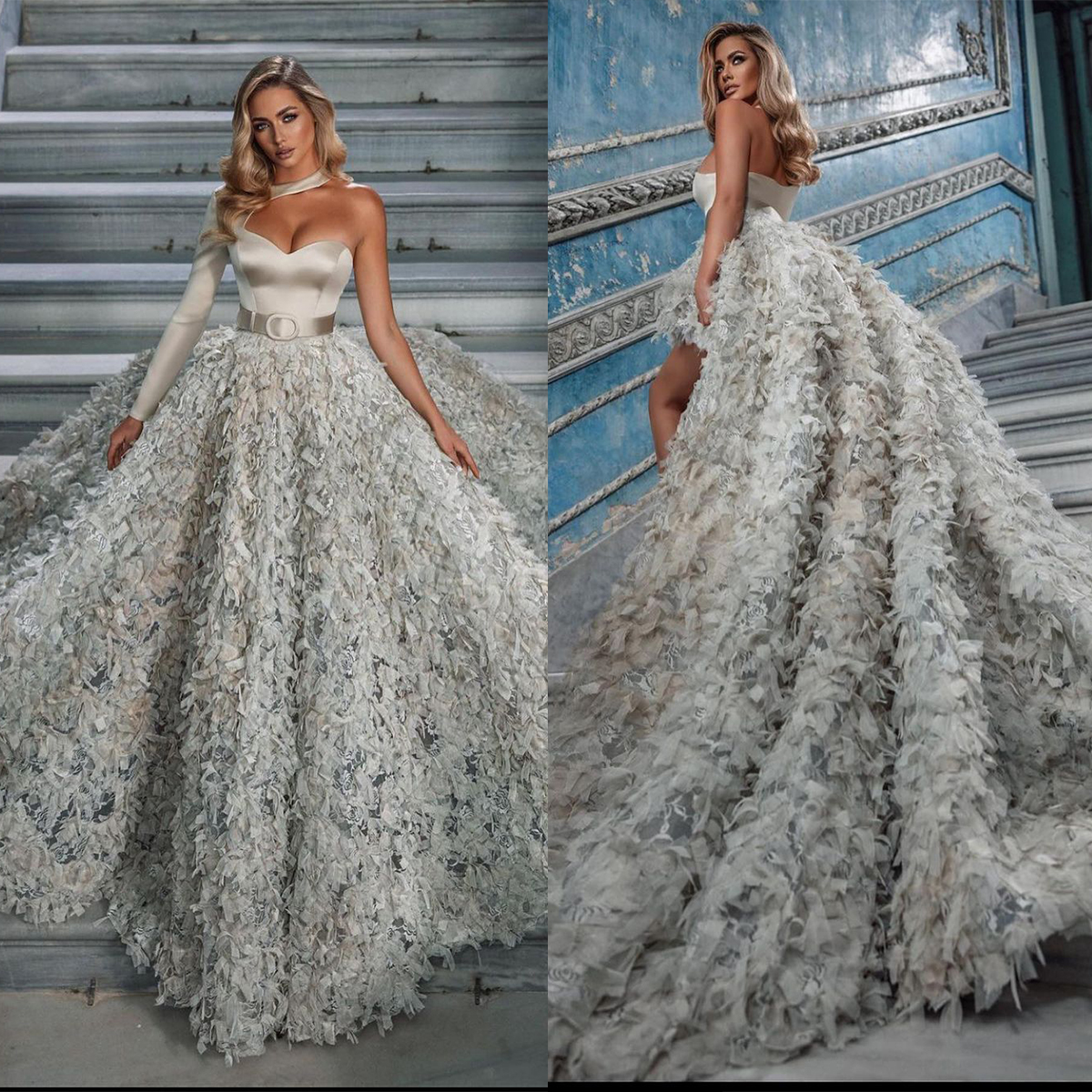 Gorgeous Ball Gown Wedding Dresses Halter Sweetheart One Stain Sleeve Belt Special Decoration Backless Chapel Train Gown Bridal Custom Made Vestidos D