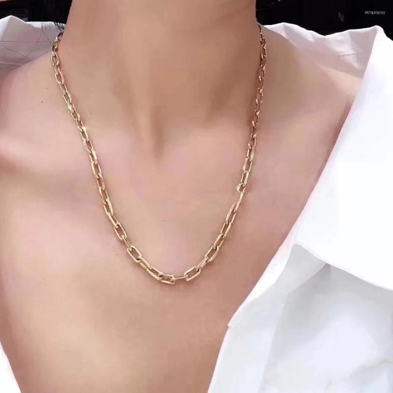 Chains Brand Pure 925 Sterling Silver Jewelry For Women Small Lock Necklace Cute Circle Party Gold Chain Steam Punk Hip-