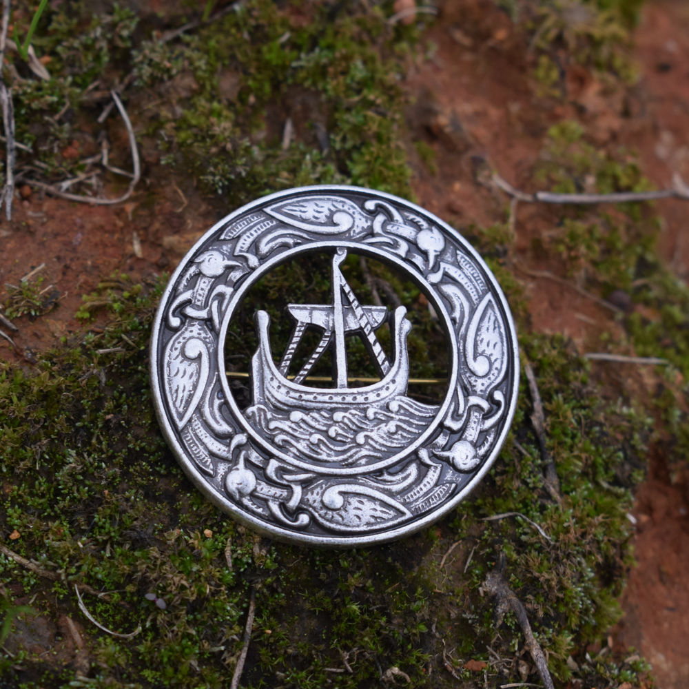 Pins Brooches 12pcs sanlan celtic viking ship brooch pin vintage metal brooches for women and men 221128
