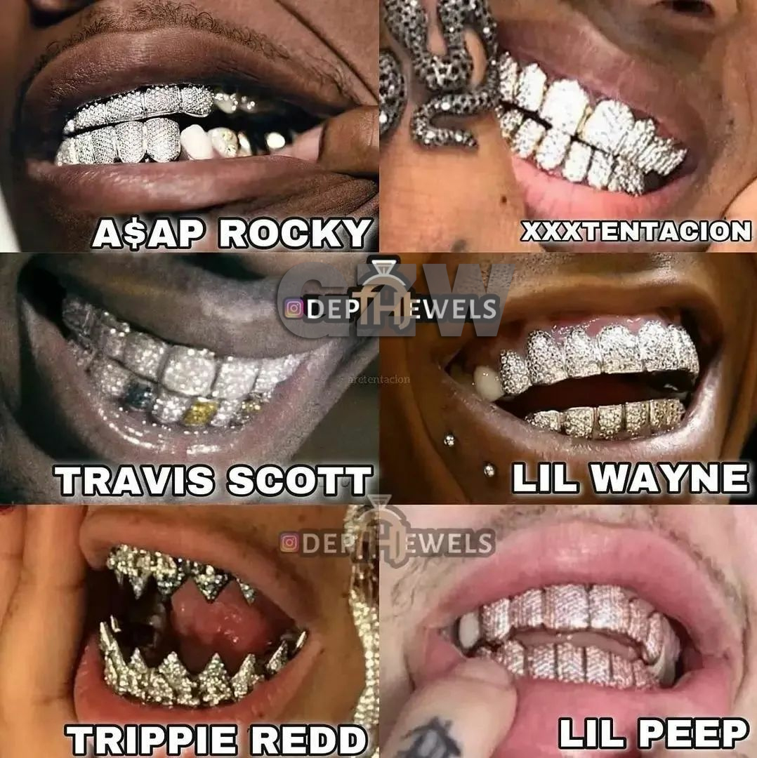 Iced Out Cubic Zircon Dental Grills Body Jewelry 18K Real Gold Punk Hip Hop Jesus Mouth Fang Grillz Brace Full Diamond Vampire Tooth Cap Cosplay Party