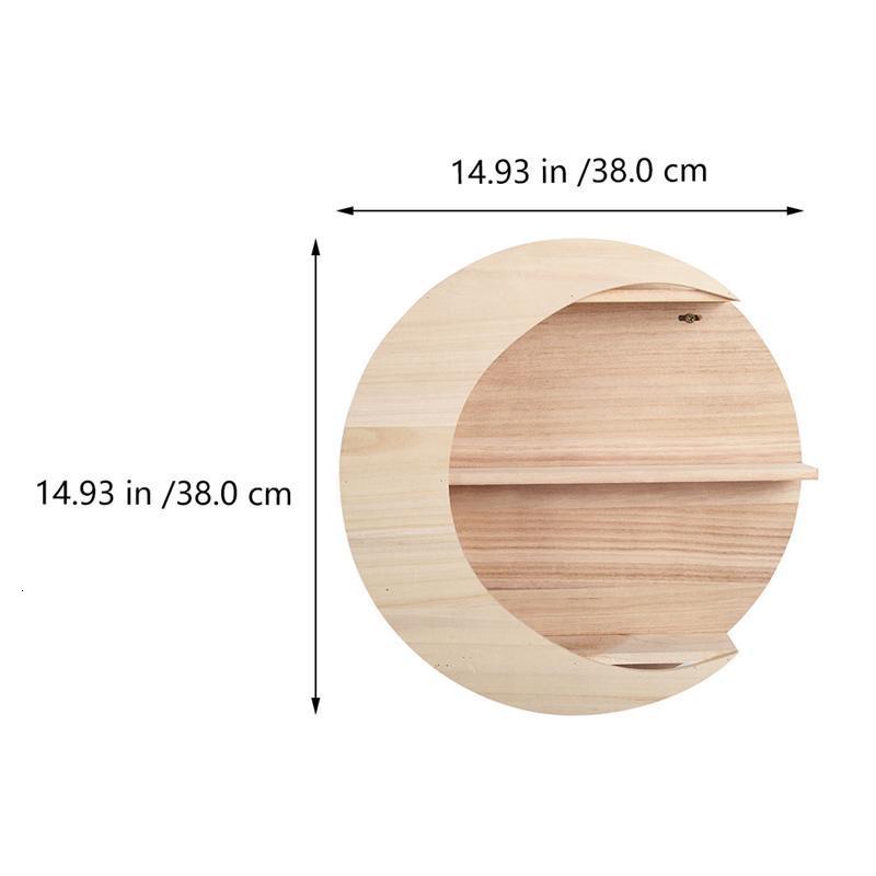 Novelty Items 1Pc Exquisite Moon Shape Wall Decor Wooden Wall Mounted Storage Rack Holder Wood Hanging Shelves Decoration Home Decor 221129