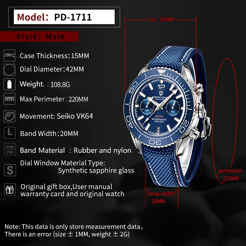 Wristwatches PAGANI DESIGN Classic Luxury Quartz Watch For Men Top Brand Ceramic Bezel Sapphire Glass 100M Waterproof Relgio Masculino 221128