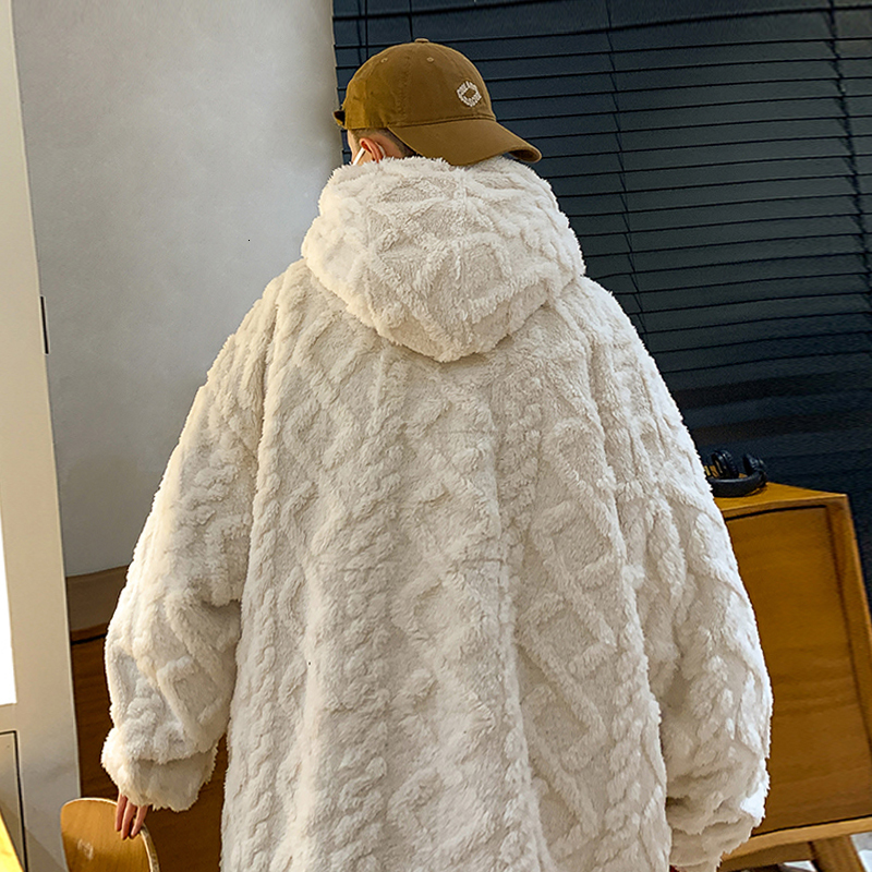 Mens Jackets LAPPSTER Y2k Winter Fleece Hooded Fluffy Coats Korean Streetwear Windbreaker Oversized Japanese Parkas 221129