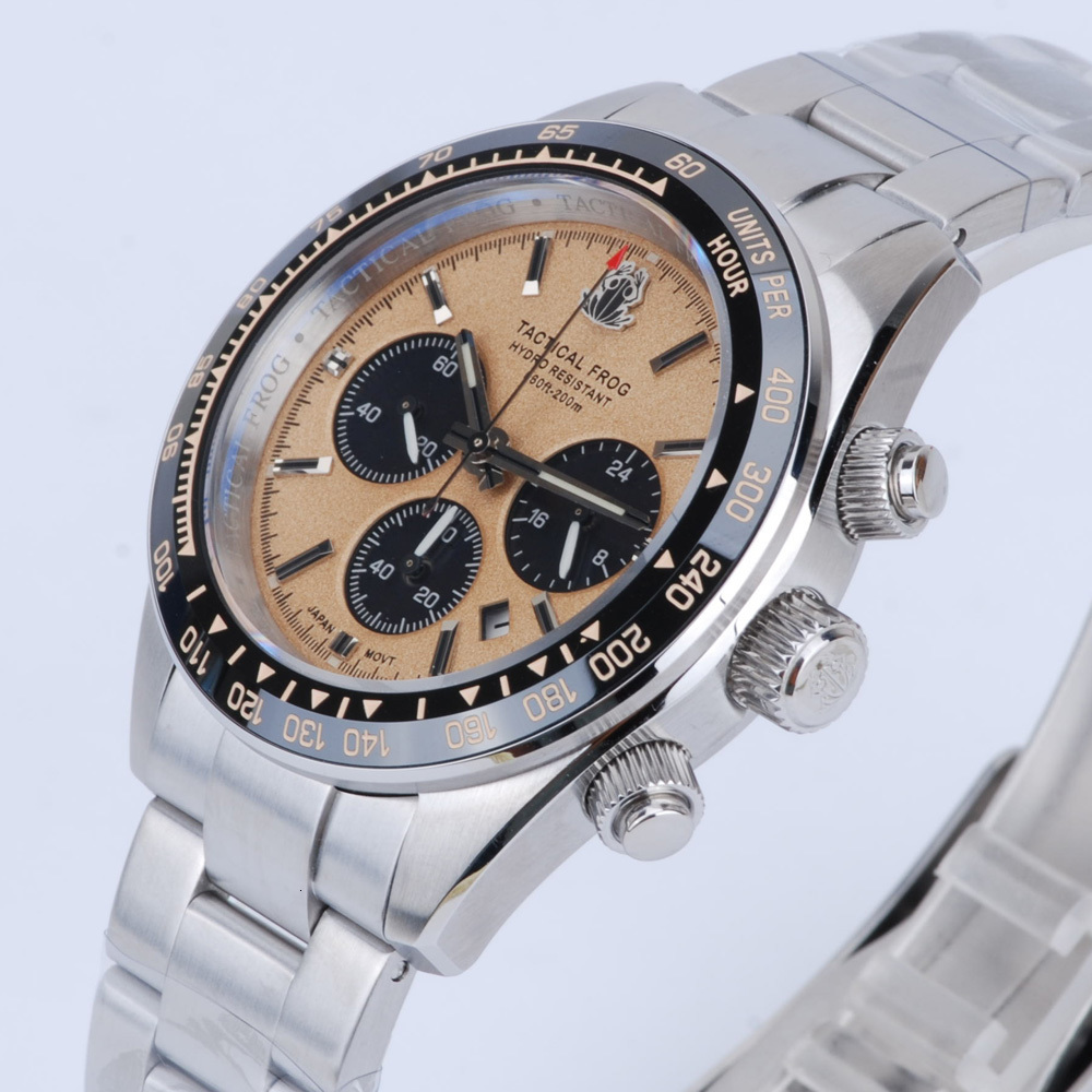 Wristwatches Mens Watches Top Brand Luxury Tactical Frog Chronograph Watch Japan VS75A Quartz Movement Panda Dial 20Bar Waterproof Reloj 221128
