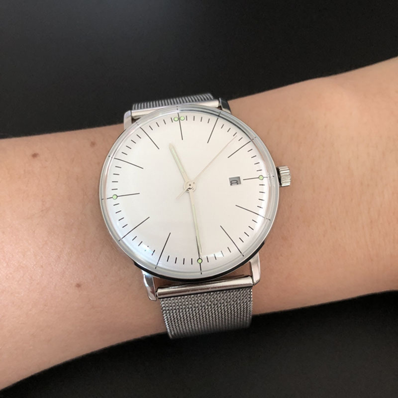Wristwatches 38mm Bubble Mirror Pot Lid Stainless Steel Waterproof Super Luminous Calendar Display Bauhaus Style Minimalist Quartz Mens Watch 221128
