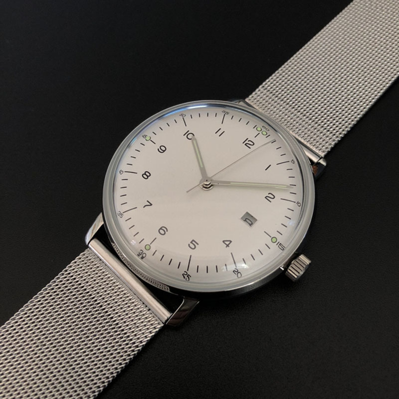 Wristwatches 38mm Bubble Mirror Pot Lid Stainless Steel Waterproof Super Luminous Calendar Display Bauhaus Style Minimalist Quartz Mens Watch 221128