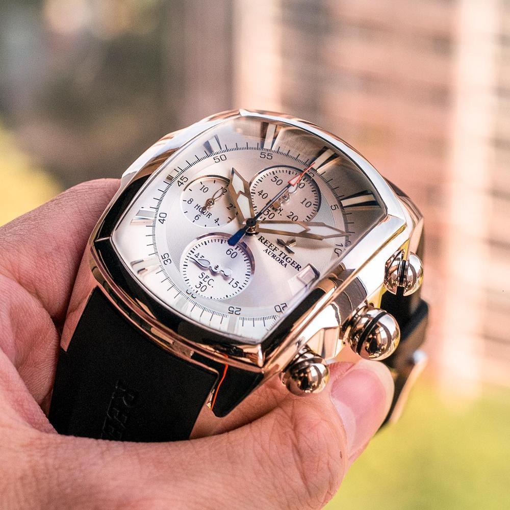 Wristwatches Reef Tiger RT Top Brand Luxury Sport Watch for Men Professional Stop Watches Waterproof Rose Gold Blue Dial RGA3069 T 221128
