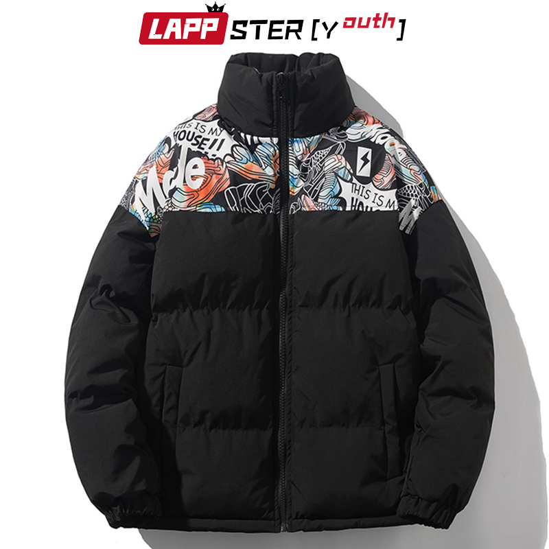 Mens Down Parkas LAPPSTERYouth Men Harajuku Casual Vintage Winter Jacket Thick Streetwear Puffer Man Korean Fashion Bubble Coat 221129