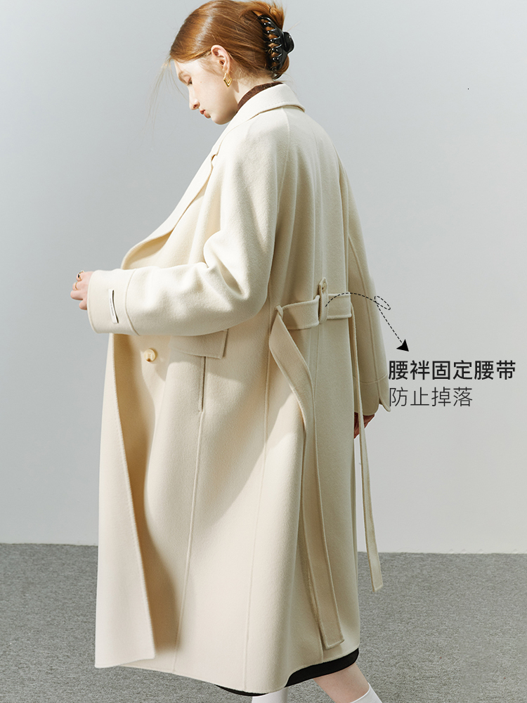 Women's Wool Blends FSLE Korean Style 100% Woolen Coat Women Autumn Winter Solid Office Lady Elegant Double-sided Mid-length Female 221129