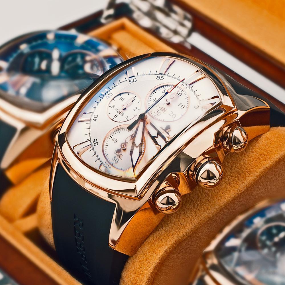 Wristwatches Reef Tiger RT Top Brand Luxury Sport Watch for Men Professional Stop Watches Waterproof Rose Gold Blue Dial RGA3069 T 221128