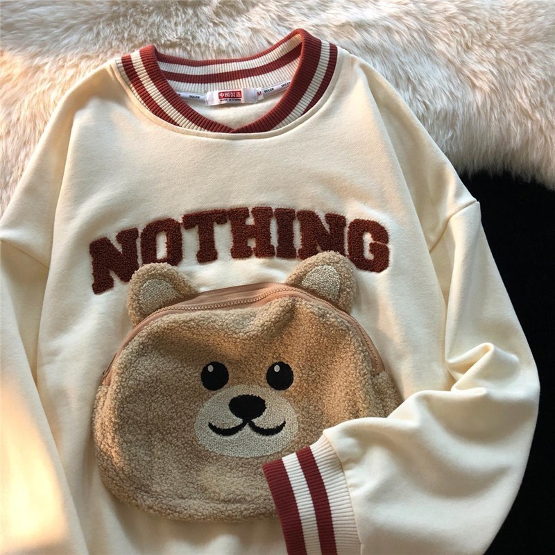 Women's Hoodies Sweatshirts Women Sweetshirt Autumn Winter Kawaii Hoodie Oversized Harajuku Embroidery Streetwear Zipper Big Pocket Pullover Top 