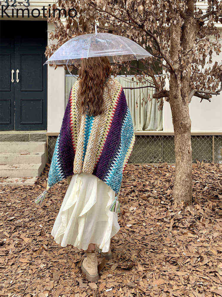 Women's Sweaters Kimotimo Chic Tassel Scarf Vest Women Autumn Winter Design Loose Sweater Jacket Korean Ethnic Style Runaway Streetwear J220915