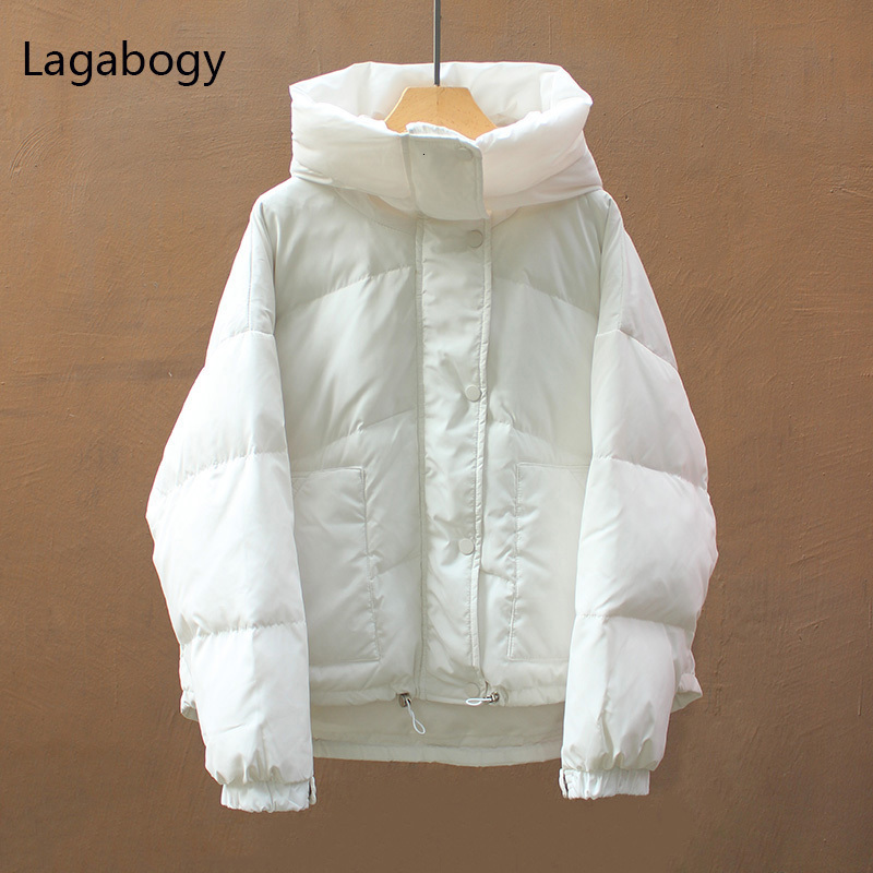 Women s Down Parkas Lagabogy Winter Women 90 White Duck Coats Casual Candy Color Warm Bread Jackets Female Hooded Loose Snow Outwear 221128