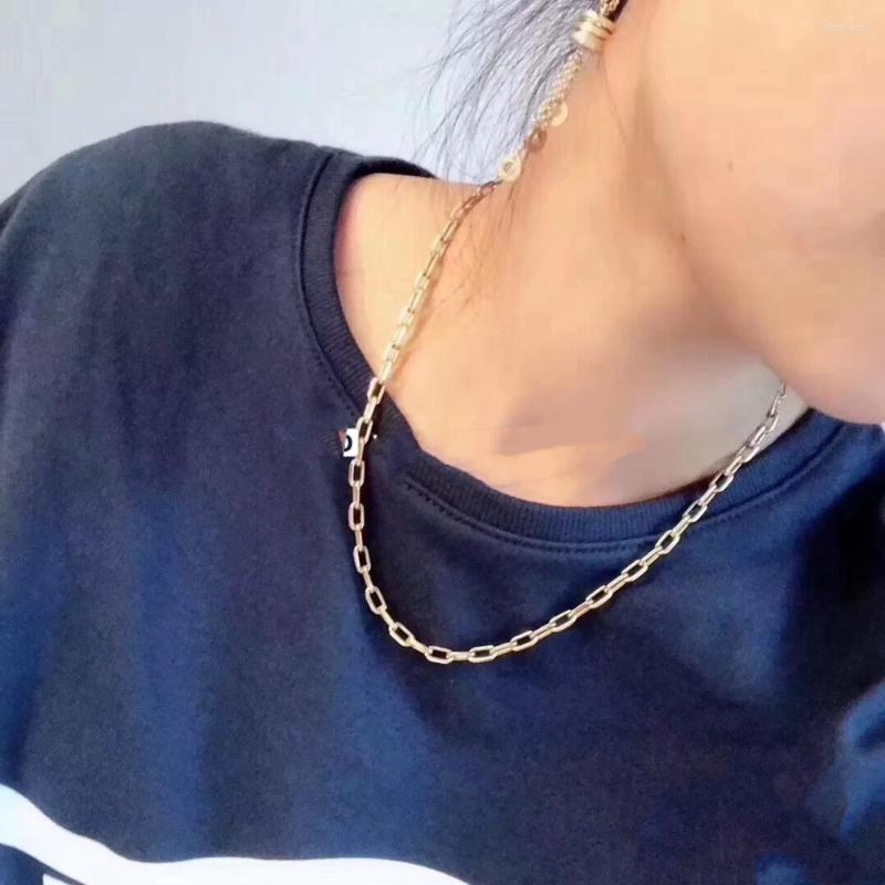 Chains Brand Pure 925 Sterling Silver Jewelry For Women Small Lock Necklace Cute Circle Party Gold Chain Steam Punk Hip-