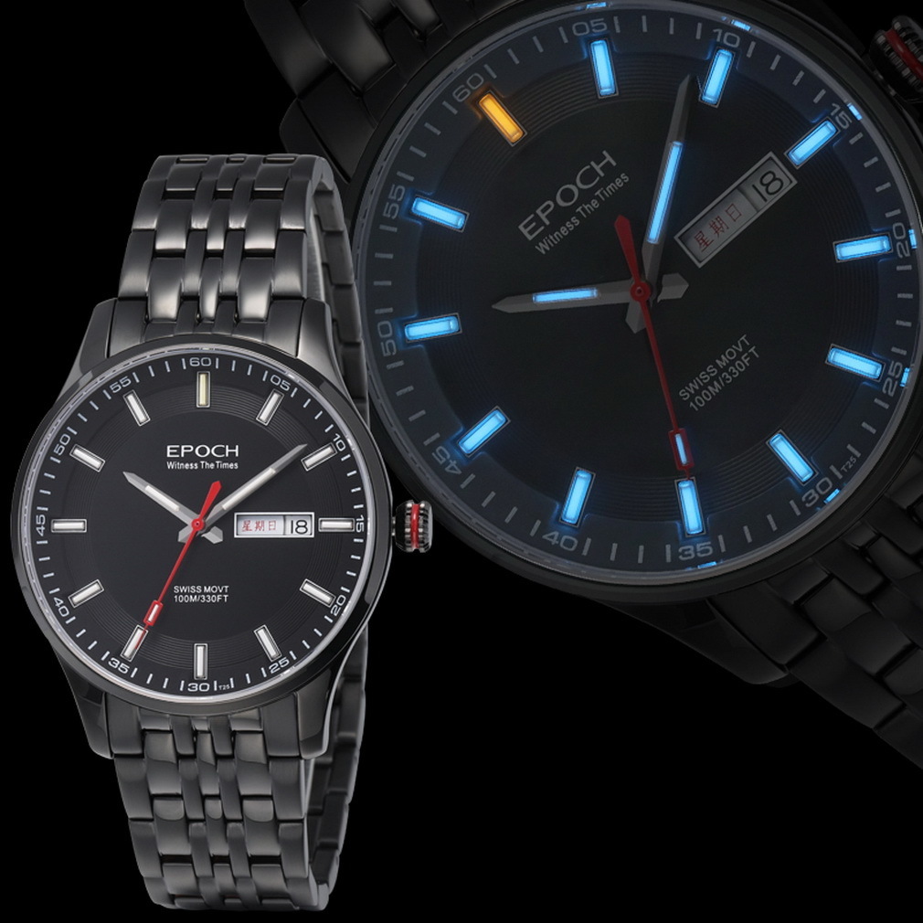 Wristwatches EPOCH Men Luxury Watch Mens Tritium Watches T25 Luminous Business Quartz Wristwatch 50M Waterproof Sapphire Crystal Week Date 221128