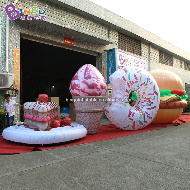 Newly Design Event Advertising Inflatable Cake Models Hamburger Donut Balloons Simulation Food Models For Outdoor Decoration Toys Sports