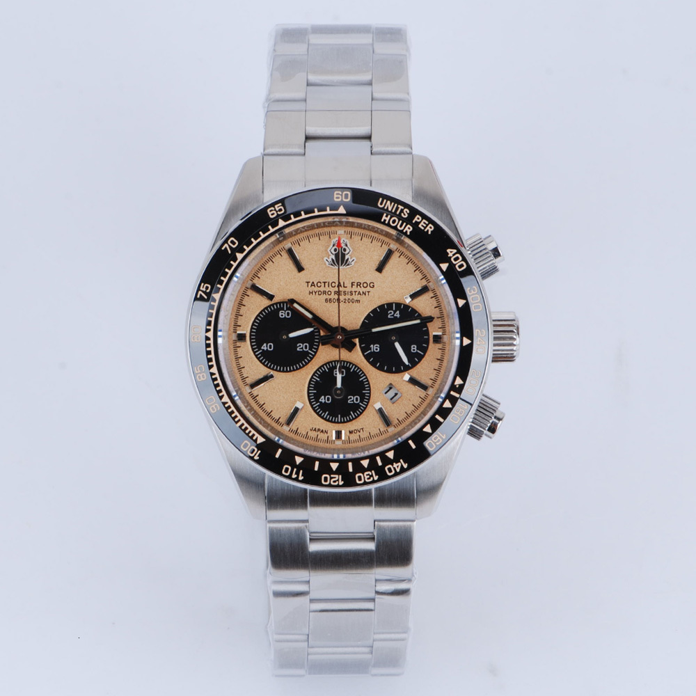 Wristwatches Mens Watches Top Brand Luxury Tactical Frog Chronograph Watch Japan VS75A Quartz Movement Panda Dial 20Bar Waterproof Reloj 221128
