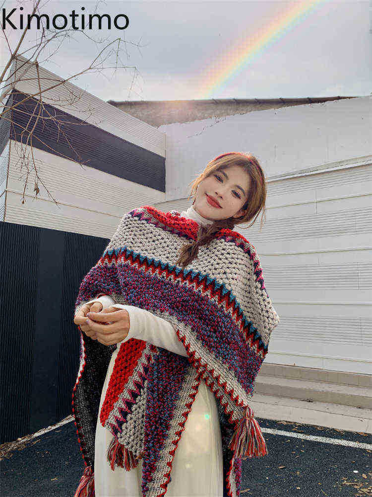 Women's Sweaters Kimotimo Chic Tassel Scarf Vest Women Autumn Winter Design Loose Sweater Jacket Korean Ethnic Style Runaway Streetwear J220915