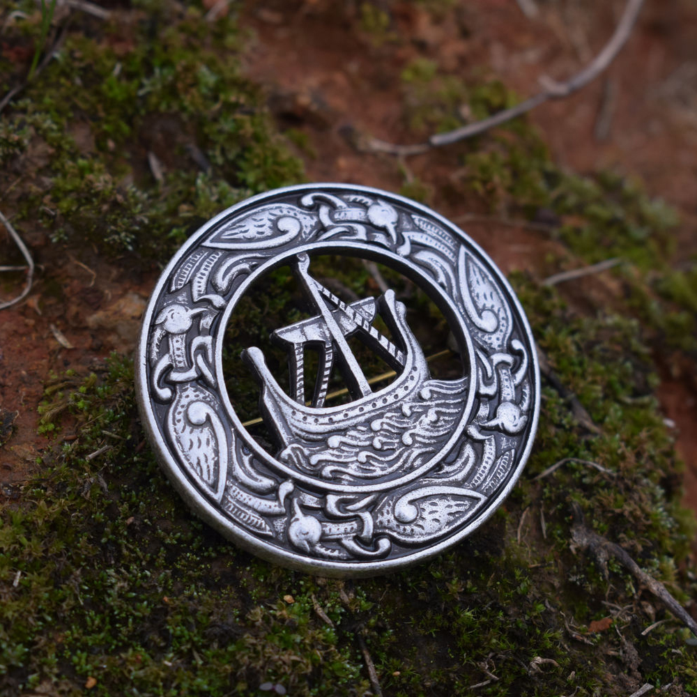 Pins Brooches 12pcs sanlan celtic viking ship brooch pin vintage metal brooches for women and men 221128