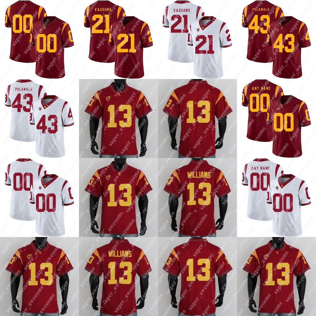 NCAA USC Trojans Football Jersey 13 Caleb Williams 3 Addison Mario Williams Travis Dye Tuli Tuipulotu Lake McRee Austin Jones Calen Bullock Reggie Bush Troy Polamalu, Red
NCAA USC Trojans Football Jersey 13 Caleb Williams 3 Addison Mario Williams Travis Dye Tuli Tuipulotu Lake McRee Austin Jones Calen Bullock Reggie Bush Troy Polamalu, Red