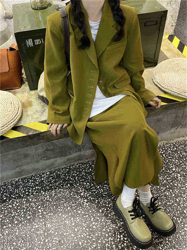 Women's Spring Two Piece Set Korean Single Breasted Blazer JacketElastic Waist Slit Skirt Fits Casual Oversized 2 Piece Outfits J220813, Picture color set
Women's Spring Two Piece Set Korean Single Breasted Blazer JacketElastic Waist Slit Skirt Fits Casual Oversized 2 Piece Outfits J220813, Picture color set