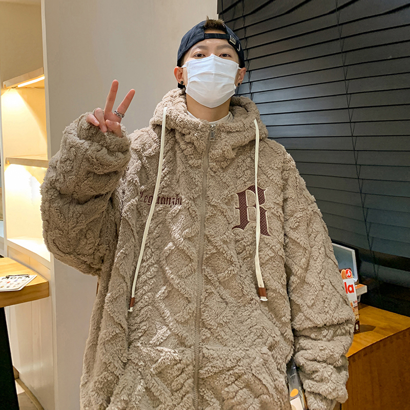 Mens Jackets LAPPSTER Y2k Winter Fleece Hooded Fluffy Coats Korean Streetwear Windbreaker Oversized Japanese Parkas 221129