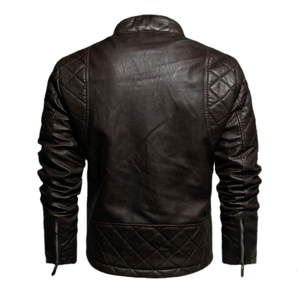 Mens Leather Faux Motorcycle Casual Embroidery Biker Coat Zipper Fleece Jacket Autumn Winter Men PU Jackets 221129