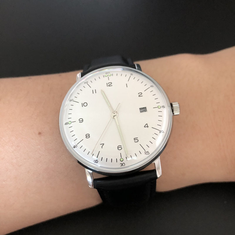 Wristwatches 38mm Bubble Mirror Pot Lid Stainless Steel Waterproof Super Luminous Calendar Display Bauhaus Style Minimalist Quartz Mens Watch 221128