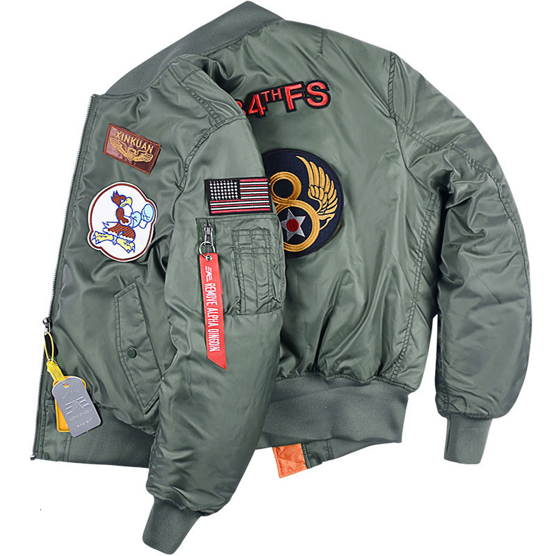 Mens Jackets ABOORUN Winter Fashion MA1 Bomber Air Force Pilot Combat Down Cotton Coats for Male 221129