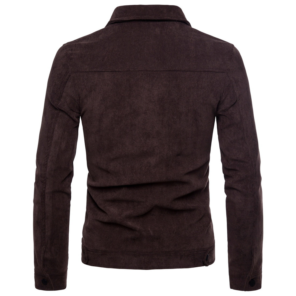 Mens Jackets Autumn Korean Casual Coat Corduroy Turn Over Tie Pocket Slim Jacket 221129