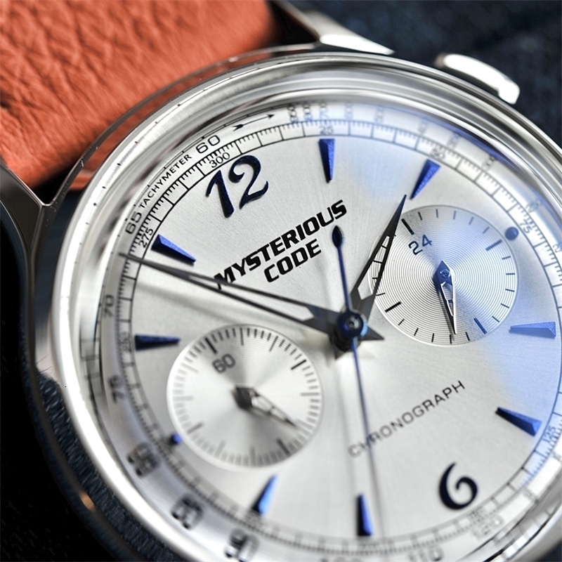 Wristwatches 40mm Pilot Chronograph Watch Sports Chrono Quartz Men Luxury VK64 Movement Dome Mineral Glass Clock Mysterious Code 221128