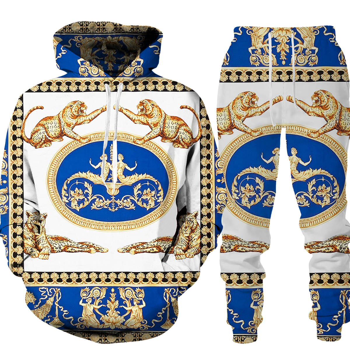 Men's Tracksuits Golden Pattern Chain 3D Printed Tracksuit Hoodie Pants Set Oversize Street Style Pullover/Trousers/Suits Mens Clothes 221128