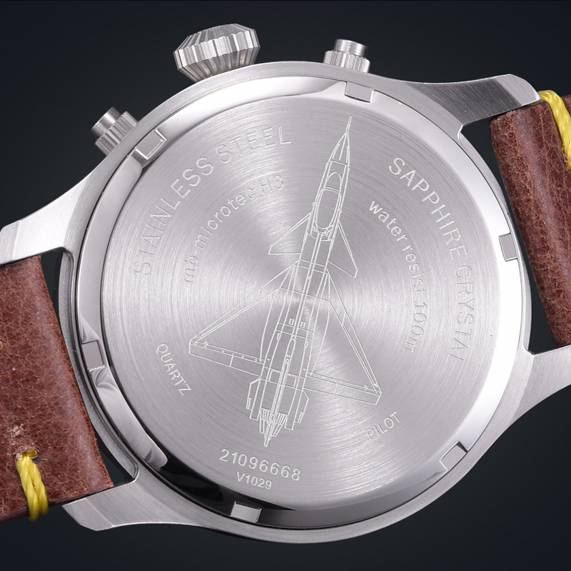 Wristwatches Yelang Men Tritium Watch Mens Chronograph Watches Pilot Quartz Wristwatch 100M Waterproof T100 Luminous Sapphire Mirror Military 221128