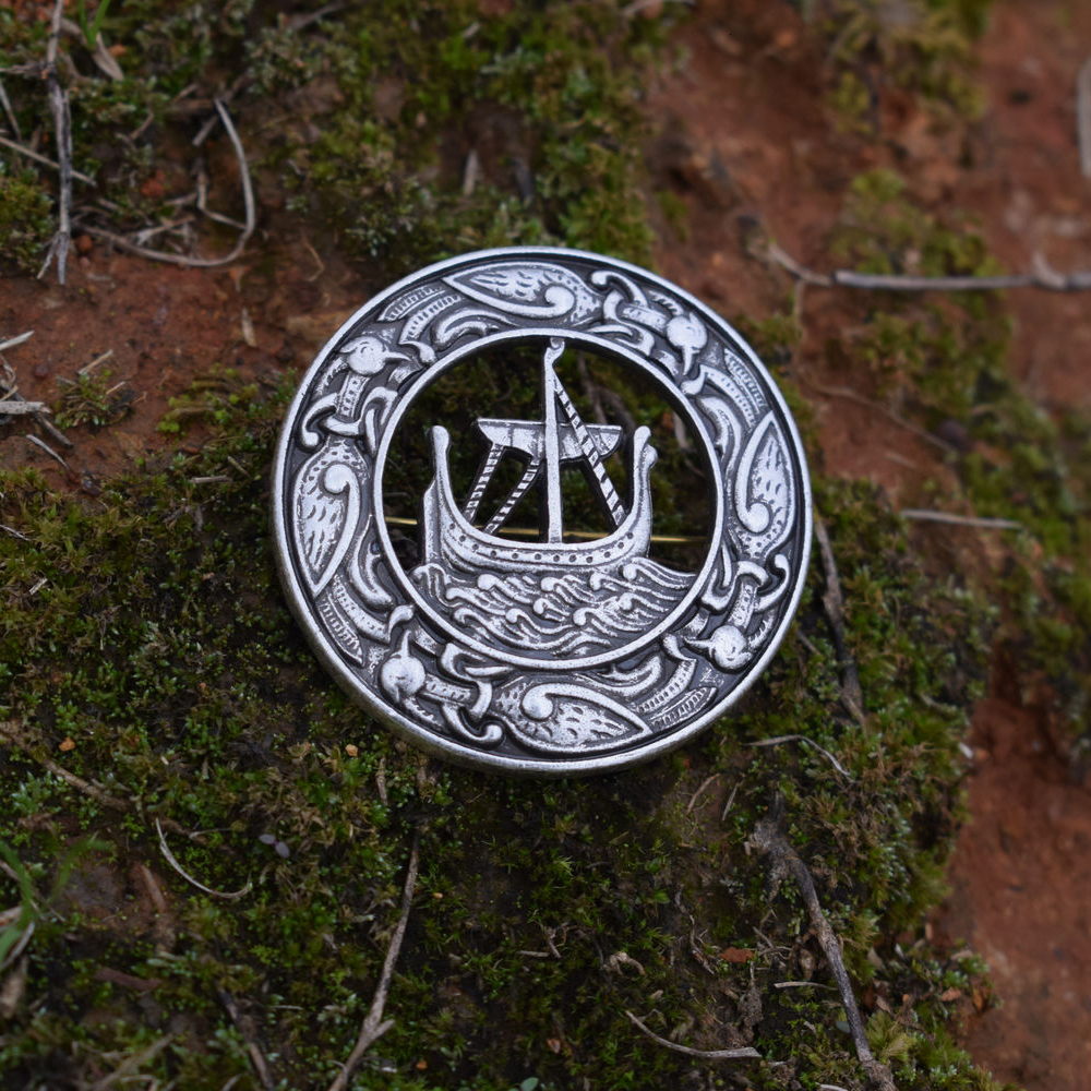 Pins Brooches 12pcs sanlan celtic viking ship brooch pin vintage metal brooches for women and men 221128