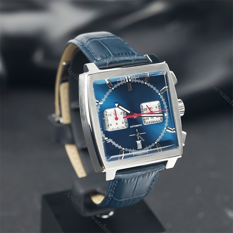 Wristwatches Top Brand Men s Quartz Chronograph Automatic Blue Sunray Dial Watch Wristwatch Luxury Relogio 221128