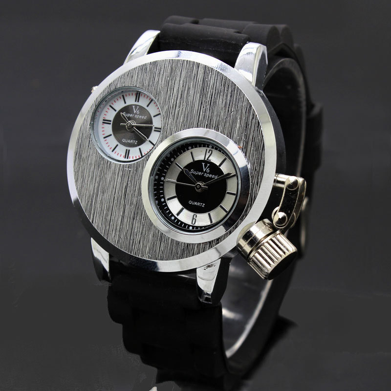 Wristwatches V6 Super Speed Men Watches Sports Black Silicone Dual Time Zone Quartz Reloj Hombre Relogio Masculino 221129, Silver
Wristwatches V6 Super Speed Men Watches Sports Black Silicone Dual Time Zone Quartz Reloj Hombre Relogio Masculino 221129, Silver