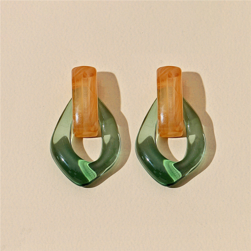 New Trendy Transparent Resin Hoop Dangle Earrings for Women Girls Geometric Irregular Metal Acrylic Earring Party Jewelry